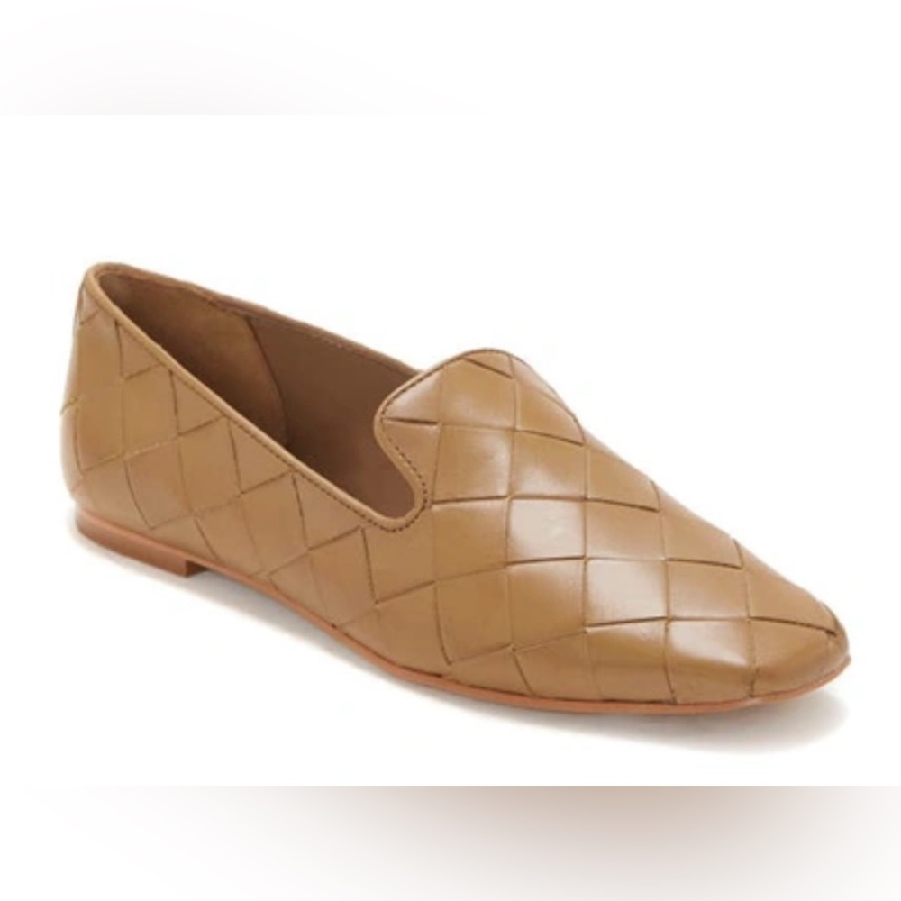 Vince Camuto Tan Woven Leather Slip-On Loafers